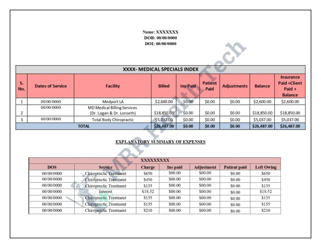 Medical Expense Sheet
