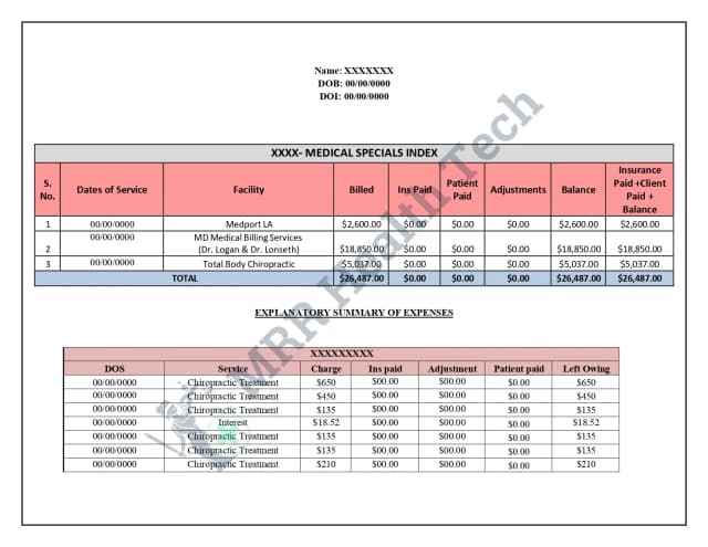 Medical Expense Sheet